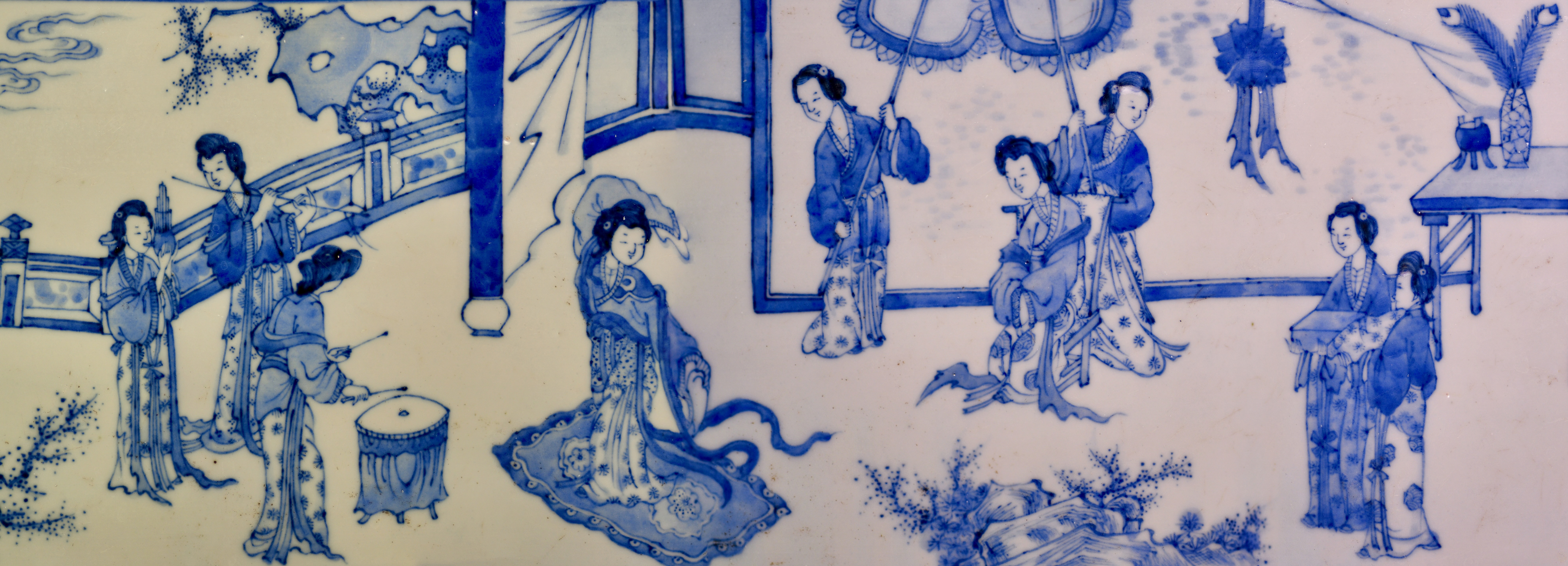 An Early Qing Blue-and-White Brush Pot with Narrative Figures from Yuanyang Tao